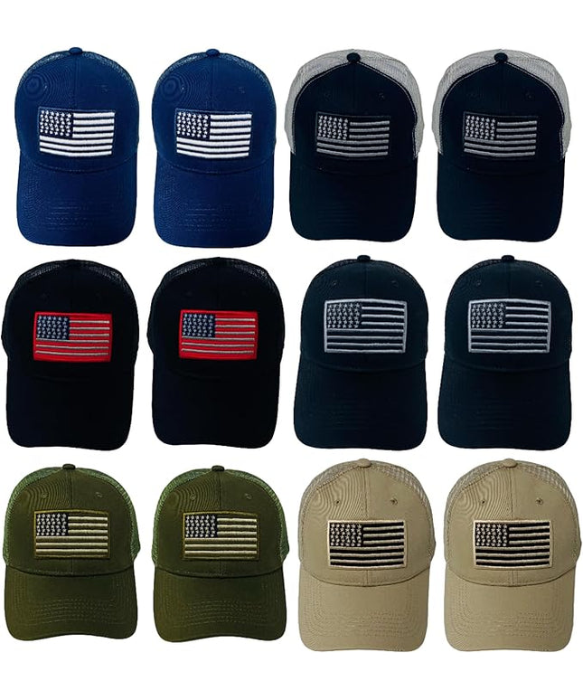 Roytrense Embroidered American Flag Unisex Baseball Cap (100% Cotton)
