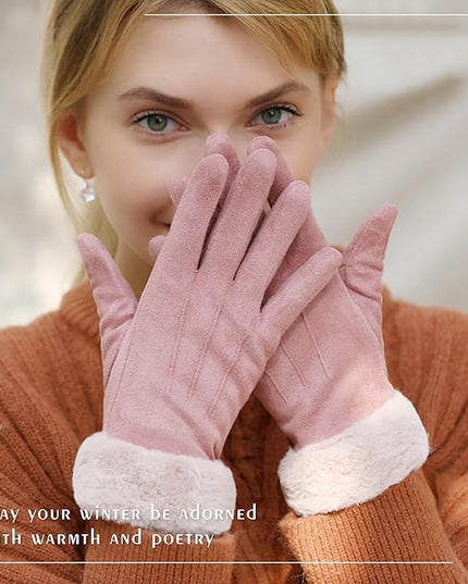 Vagasi Winter Gloves for Women, Touch Screen Cold Weather Thermal Warm Windproof Gloves, Soft Thick Fleece Lining Glove
