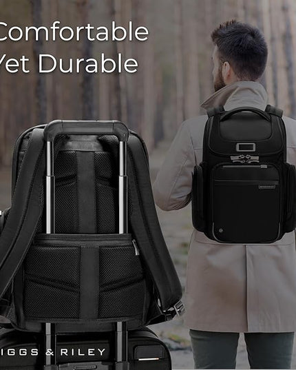 Briggs & Riley Medium Widemouth Backpack for Women & Men - Laptop Backpack, For Work & Travel, Lightweight & Durable, Padded Straps, Fits up to 15" Laptop - @work Collection, Black