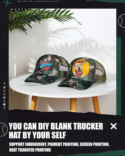 10 Pcs Sublimation Blank Trucker Hats Bulk Mesh Baseball Cap Polyester Mesh Trucker Hat for Men and Women