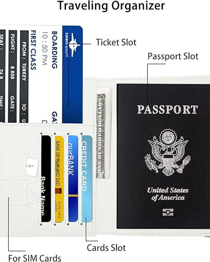 Passport Holder for Women and Men PU Leather Passport Cover for Travel (Alphabet)