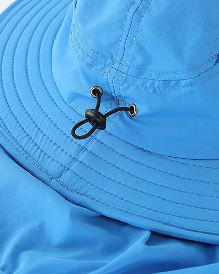 Home Prefer UPF 50+ Mens Wide Brim Fishing Hat with Neck Flap Sun Hat for Men Women Sun Protection Cap