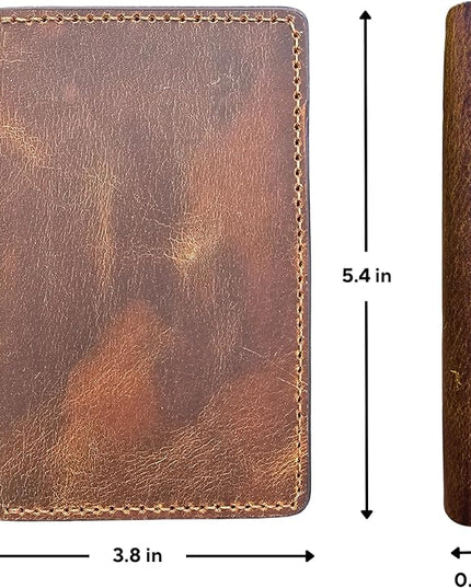 Leather Passport Holder for Men and Women - Handmade Vintage Travel Wallet - Mens Passport Case with Card Organizer - Genuine Leather Passport Cover - 2 Card Slots (Style A)