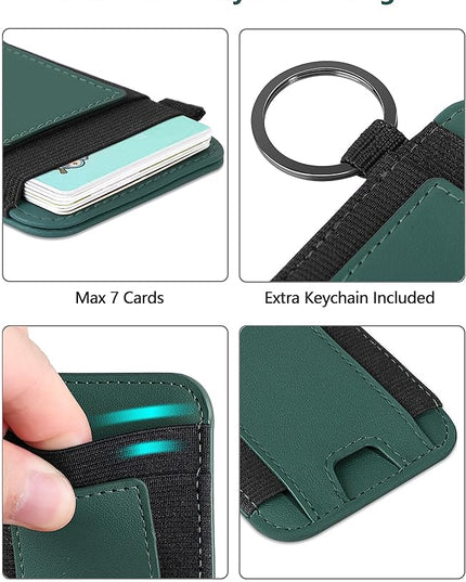 For Magsafe Wallet, Strongest Magnetic Wallet for iPhone 17/16/15/14/13/12 Series, for Magsafe Card Holder with 2 Card Slots, Magnetic Card Holder, RFID Blocking, Vegan Leather, Hold 7 Cards, Green