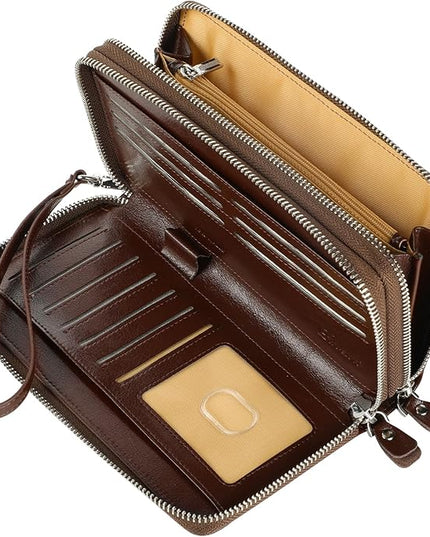 Lavemi Small Compact Women Wallet RFID Blocking Genuine Leather Bifold Purse with ID Windows