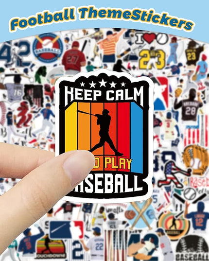 100 Pcs Sport Stickers for Kids, Baseball Water Bottle Stickers, Vinyl Waterproof Laptop Sticker for Water Bottle, Bulk Sticker Packs for Boys Kids Classroom Prizes for Elementary Students