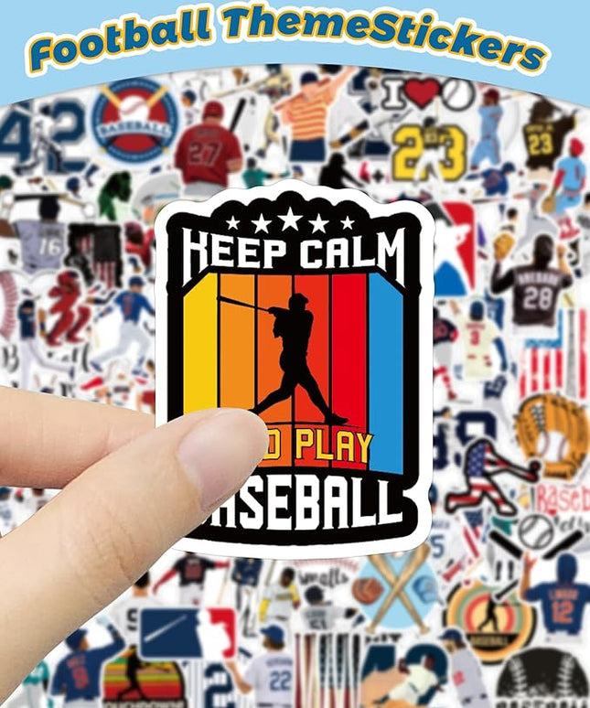 100 Pcs Sport Stickers for Kids, Baseball Water Bottle Stickers, Vinyl Waterproof Laptop Sticker for Water Bottle, Bulk Sticker Packs for Boys Kids Classroom Prizes for Elementary Students