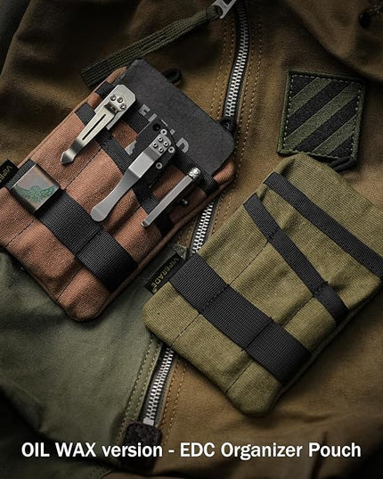VIPERADE VE1-OW EDC Pouch, Waxed Canvas Pocket Organizer, EDC Pocket Organizer Pouch for Men, 3 Tool Slots with 1 Zipper Pocket Great for EDC Gears