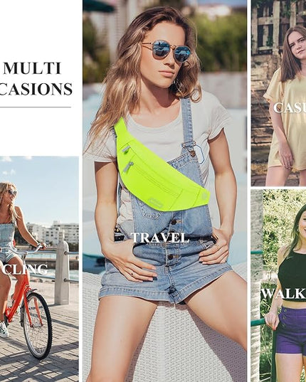 MAXTOP Large Crossbody Fanny Pack with 4-Zipper Pockets,Gifts for Enjoy Sports Festival Workout Traveling Running Casual Hands-Free Wallets Waist Pack Phone Bag Carrying All Phones