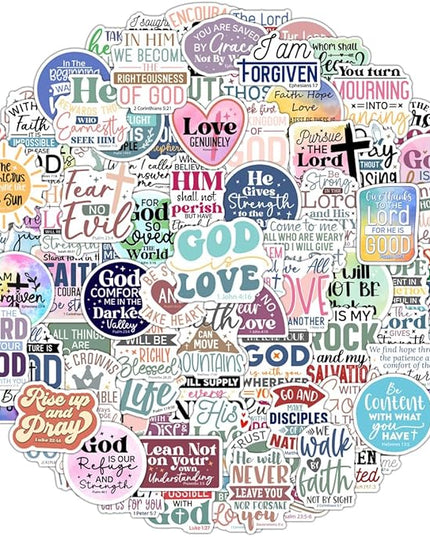 100 Pack Christian Scripture Stickers, Faith Inspiring Religious Gifts for Easter, Bible Study, Water Bottles, Bible Verse Stickers, Christian Gifts for Women, Kids, Teens, Boys and Girls (Scripture)