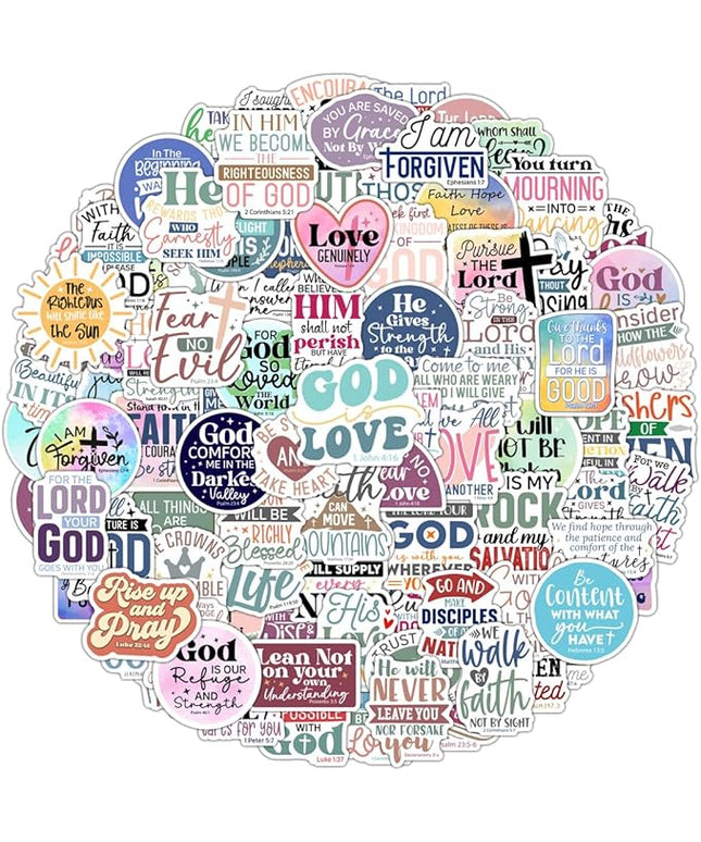 100 Pack Christian Scripture Stickers, Faith Inspiring Religious Gifts for Easter, Bible Study, Water Bottles, Bible Verse Stickers, Christian Gifts for Women, Kids, Teens, Boys and Girls (Scripture)