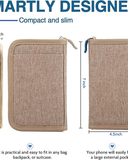 Passport Holder for Travel, Women Rfid Blocking Passport Wallet, Travel Essentials Premium Wallets, Waterproof Passport Holders Bag for Men Traveling, Travel Document Organizer Credit Cards Case