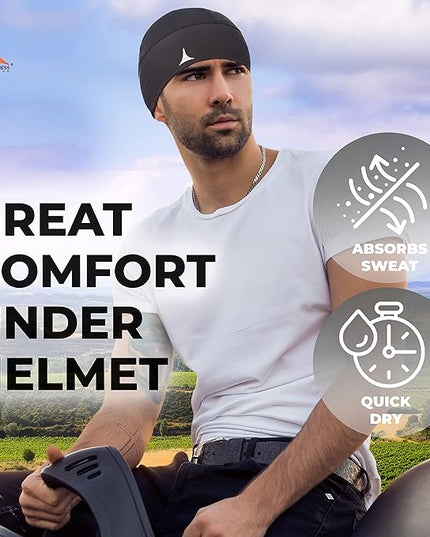 Helmet Liner Sweat Wicking Skull Cap Beanie. Ultimate Performance Moisture Wicking. Fits Under Helmets