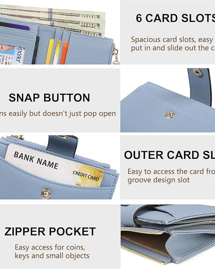 yiijay Small Wallet for Women RFID Blocking Tassle Bifold Slim Thin Leather Wallet Credit Card Holder Wallet Ladies Mini Wallet with Widened Zipper Pocket