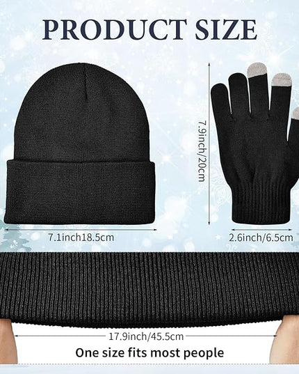 48 Pcs Bulk Winter Knit Beanies Gloves Men Women Warm Beanie Touchscreen Gloves Set Cozy Winter Accessories