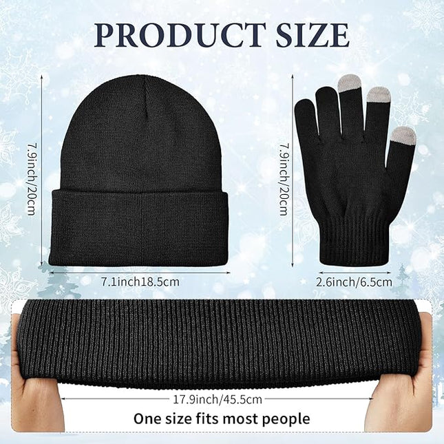 48 Pcs Bulk Winter Knit Beanies Gloves Men Women Warm Beanie Touchscreen Gloves Set Cozy Winter Accessories