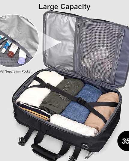 PIJUSHI Travel Backpack for Women Men Carry on Luggage Backpack Convertible Large Laptop Duffel Bag for Airplanes(PE049 Black)