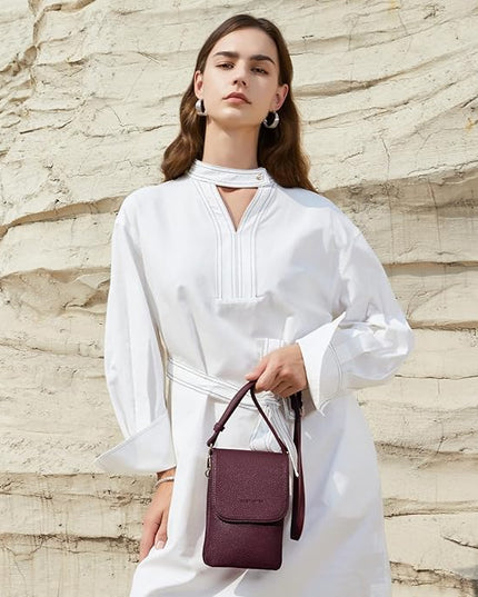 BOSTANTEN Vegan Leather Small Crossbody Bags for Women Designer Cell Phone Bag Wallet Purses Adjustable Strap