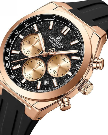 NAVIFORCE Watches for Men Multifunctional Chronograph Analog Quartz Waterproof Wirstwatch Silicone Strap Man Gifts