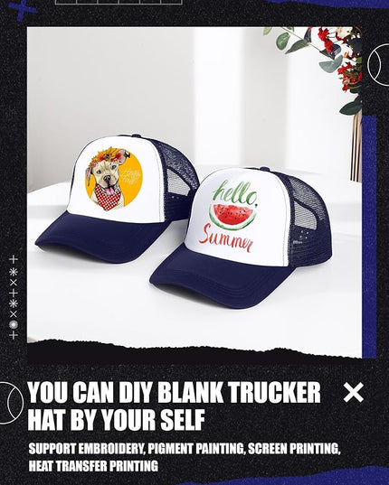 10 Pcs Sublimation Blank Trucker Hats Bulk Mesh Baseball Cap Polyester Mesh Trucker Hat for Men and Women