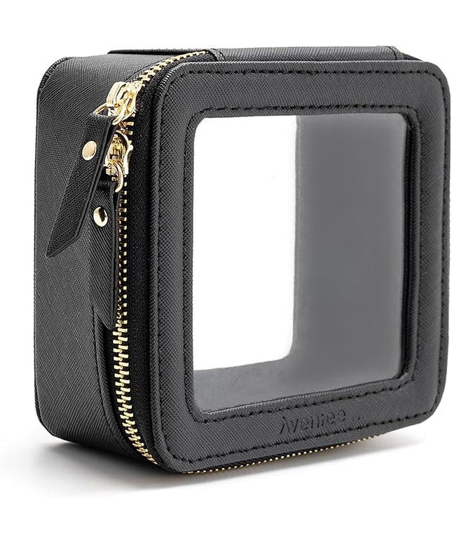 Aveniee Clear Makeup Bag Small, Mini Travel Toiletry Bag Cosmetic Bags TSA Approved, Clear Makeup Case Pouch with Zipper, Car Organizer Essentials for Women Men,Black