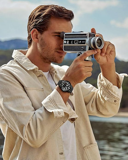 CIVO Analog Wrist Watches for Men: Waterproof Stainless Steel Mens Watches - Silver Watch with Easy Read Dial Men's Watch for Gift
