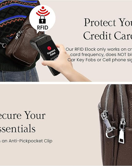 befen Genuine Leather Small Sling Bag for Women Anti-Theft Crossbody Chest Bags Fanny Packs for Travel with RFID Card Slots