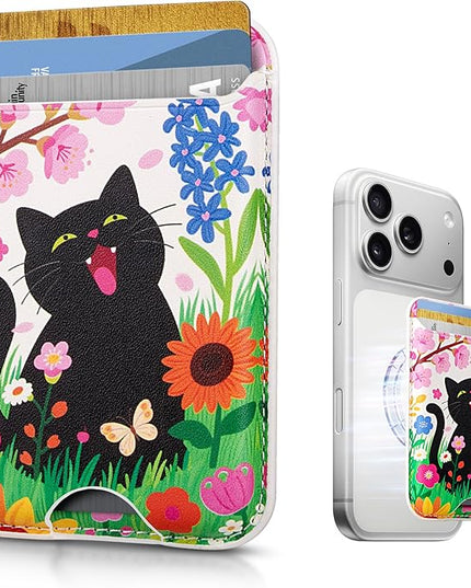 Magnetic Mag-safe Wallet Cell Phone Card Holder for Phone Case with Mag-Safe, Stronger Magnetic RFID Leather Phone Wallet Stick on for iPhone 17/16/15/14/13/12 Series, Fit 3 Cards