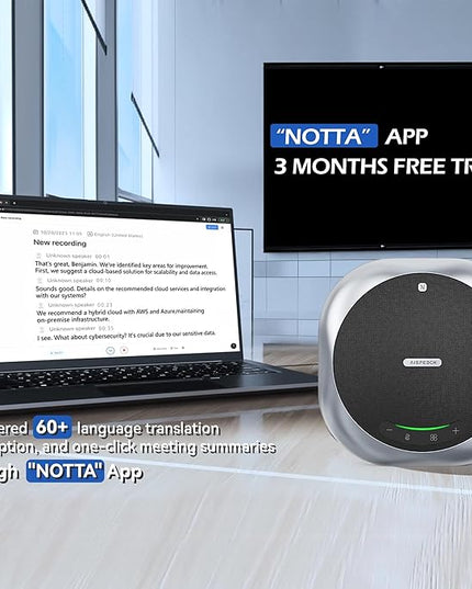 Bluetooth Conference Speakerphone M6 Conference Microphone with AI Noise Reduction AI Transcription Full-Duplex 360° Omnidirectional Voice Pickup USB Speaker for Teams Zoom Home Office, Black