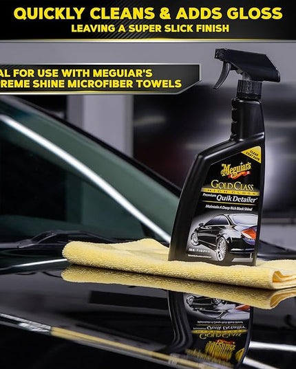 Meguiar's Gold Class High Gloss Premium Quik Detailer, High Lubricity Automotive Quick Detailer Spray that Preserves Wax and Leaves a Deep Dark Shine, 24 Oz Spray Bottle