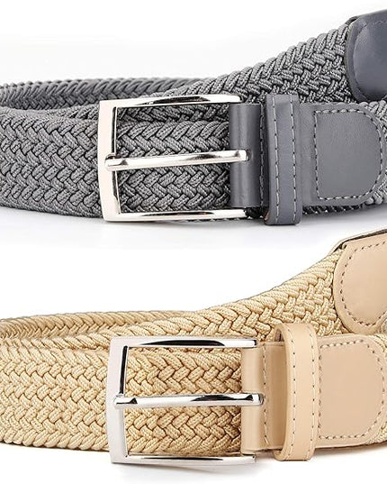 Radmire 2 Pack Elastic Braided Woven Canvas Belts for Men and Women