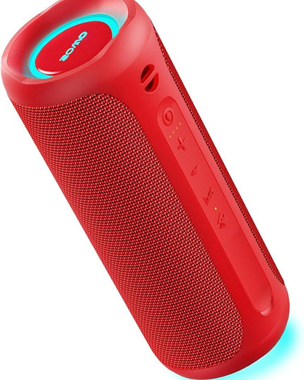 SOWO Portable Bluetooth Speaker, Waterproof IPX7, 25W Loud Wirelss Speaker with Big Audio and Punchy Bass, Outdoor Bluetooth for Party, Beach, Travel, Girls Gifts - Red