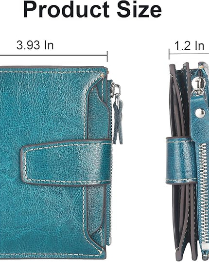Lavemi Small Compact Women Wallet RFID Blocking Genuine Leather Bifold Purse with ID Windows