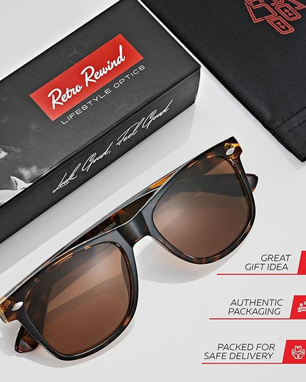 Retro Rewind Polarized Sunglasses for Men and Women - UV Protection Classic Sun Glasses