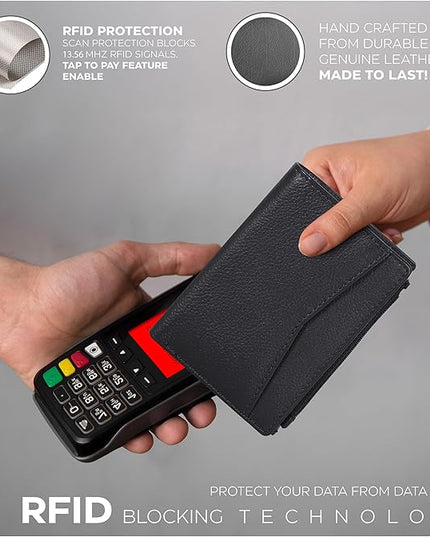 Oak Leathers Leather Wallet For Women - Small RFID Coin Purse Credit Card & ID Holder for Ladies, Gift for Women's, Bifold Wallets (Nappa Black)