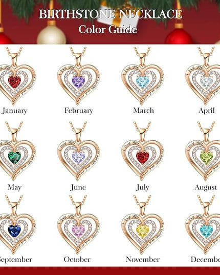 REDBEE Necklaces for Women Birthstone Heart Necklace Jewelry for Wife Girlfriend Woman Necklace