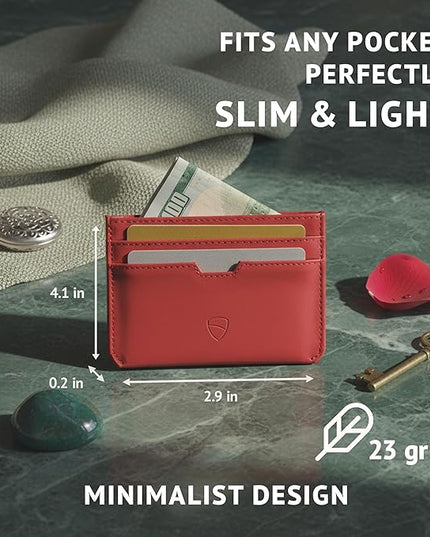 Vaultskin MOORGATE Slim Card Holder - Minimalist Leather Wallet, RFID Blocking Sleeve, Fits Front Pocket, for Men and Women