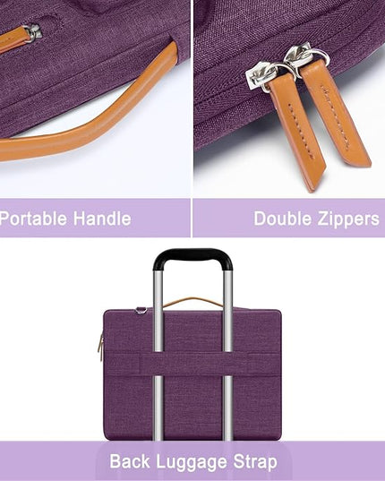 MOSISO 360 Protective Laptop Shoulder Bag,15-15.6 inch Computer Bags Compatible with MacBook Pro 16 inch, HP, Dell, Lenovo, Asus Notebook,Side Open Messenger Bag with 4 Zipper Pockets, Argyle Purple