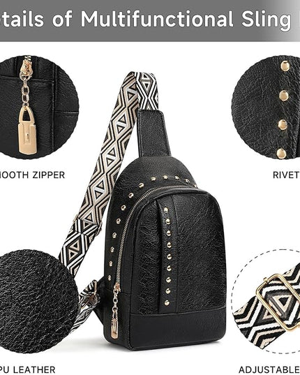 FALAN MULE Crossbody Bags for Women Trendy Leather Sling Chest Bag Fanny Packs for Women