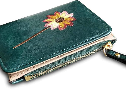 AOXONEL Girls Wallet Small Bifold Womens Wallets Rfid,Compact Female Cute Mini Zipper Coin Card Purse for Teen Girl Kids (Green)