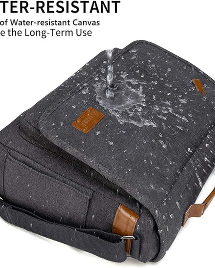 ESTARER Laptop Messenger Bag 17-17.3 Inch Water-resistant Canvas Shoulder Bag for Work College, Grey