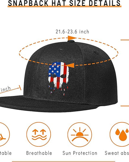Skull Finger Flat Bill Hats for Men Black Mens Snapback Hat Baseball Cap Fitted Hat Rock N Roll Skeleton Hand Snap Backpack