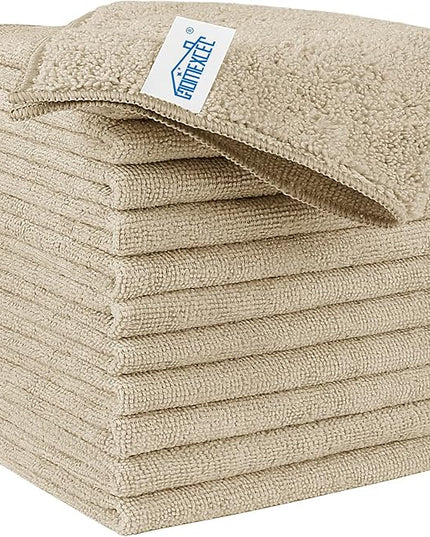 HOMEXCEL Brown Microfiber Cleaning Cloth, 12 Pack Premium Microfiber Towels for Cars, Lint Free, Scratch-Free, Highly Absorbent, Reusable Cleaning Rags for Car, Household, Kitchen, Window, 11.5"X11.5"