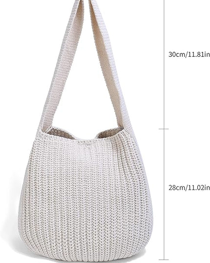 ENBEI Women's Crochet Tote Bag Knit Shoulder bag,Aesthetic Bag,Cute Eco-Friendly Tote for Travel,Daily Use,Gift Box Packaging