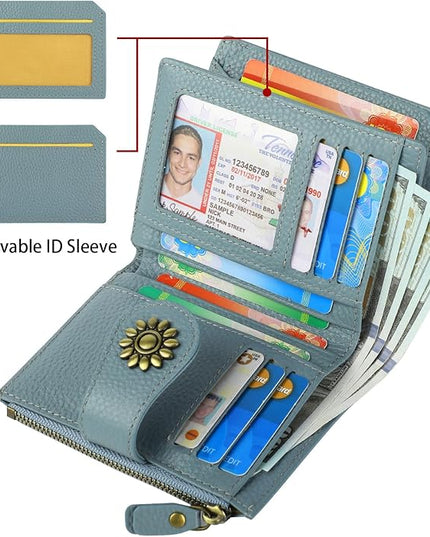 Lavemi Womens Leather Wallet Small Compact RFID Blocking Credit Card Case Purse with Zipper Pocket | Small, Compact, RFID Blocking, Zipper Pocket, Small, Compact