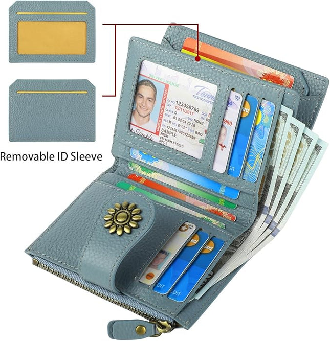 Lavemi Womens Leather Wallet Small Compact RFID Blocking Credit Card Case Purse with Zipper Pocket | Small, Compact, RFID Blocking, Zipper Pocket, Small, Compact