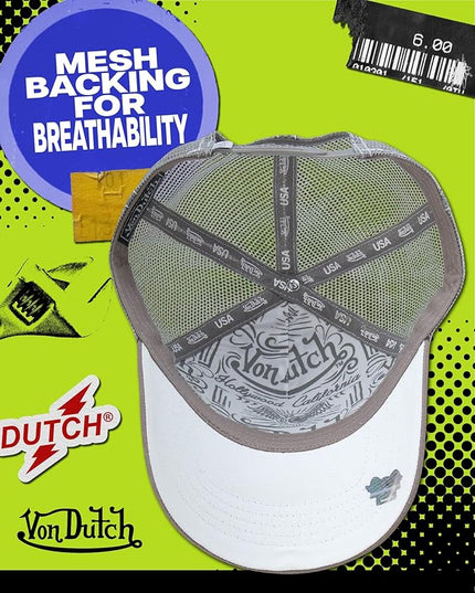 Von Dutch Unisex Trucker Hat - Curved Bill Mesh Back Retro Classic Adjustable Snapback Baseball Cap for Men and Women