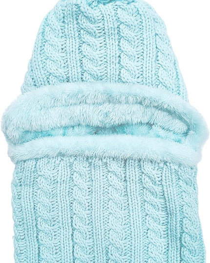 HUAMULAN Women Winter Beanie Hats One Piece Fleece Lined Knit Balaclavas Mask Set Skull Neck Circle Scarf Ski Snow Hat Pompom