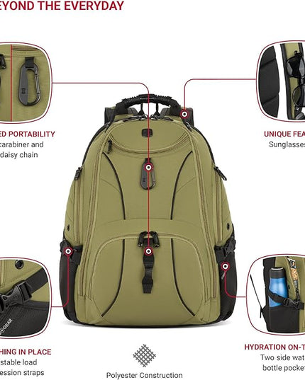 SwissGear 1900 Scansmart TSA 17 Laptop Backpack, Olive Branch, 19-Inch