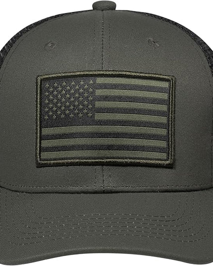 AURR American Flag Trucker Hat, Patriotic Baseball Cap for Men & Women, Breathable Mesh Adjustable Snapback, USA Flag Patch